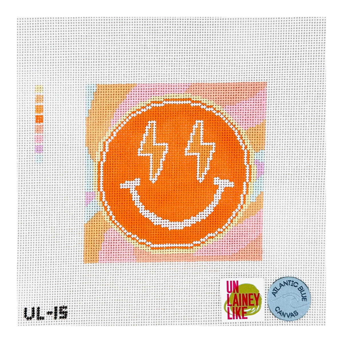 Atlantic Blue Canvas UnLainey Like Neon Smiley Face Needlepoint Canvas