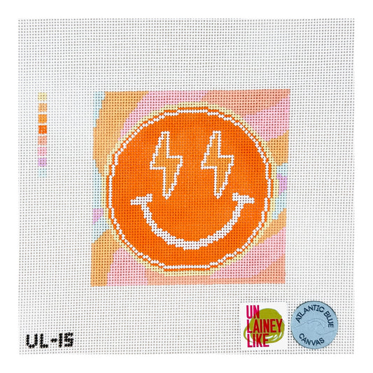 Atlantic Blue Canvas UnLainey Like Neon Smiley Face Needlepoint Canvas