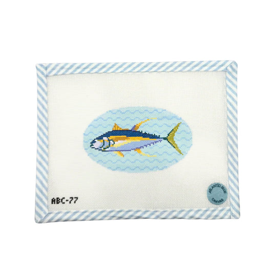 Atlantic Blue Canvas Yellowfin Tuna Fish Needlepoint Canvas