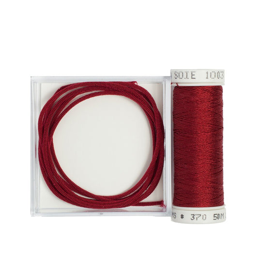 Au Ver a Soie Size 2 Silk Wrapped Purl with Matching Soie 100/3 Couching Thread Set - 6015 Red
