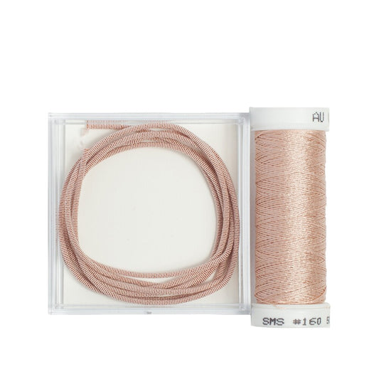 Au Ver a Soie Size 2 Silk Wrapped Purl with Matching Soie 100/3 Couching Thread Set - 6030 Pale Pink