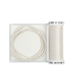 Au Ver a Soie Size 2 Silk Wrapped Purl with Matching Soie 100/3 Couching Thread Set - 6211 Wimple White