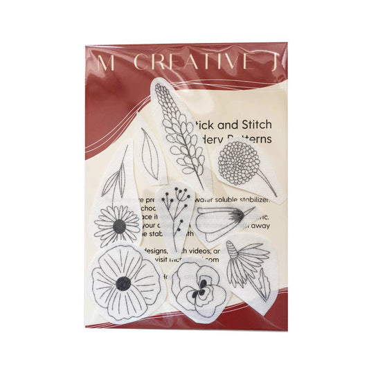 M Creative J Wildflowers Hand Embroidery Peel Stick and Stitch Patterns