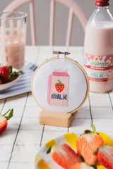 Cotton Clara Craft Kits & Supplies - Strawberry Milk Beginner Cross Stitch Kit