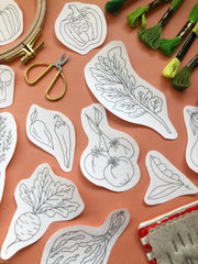 M Creative J Veggie Delight Peel Stick and Stitch Embroidery Patterns