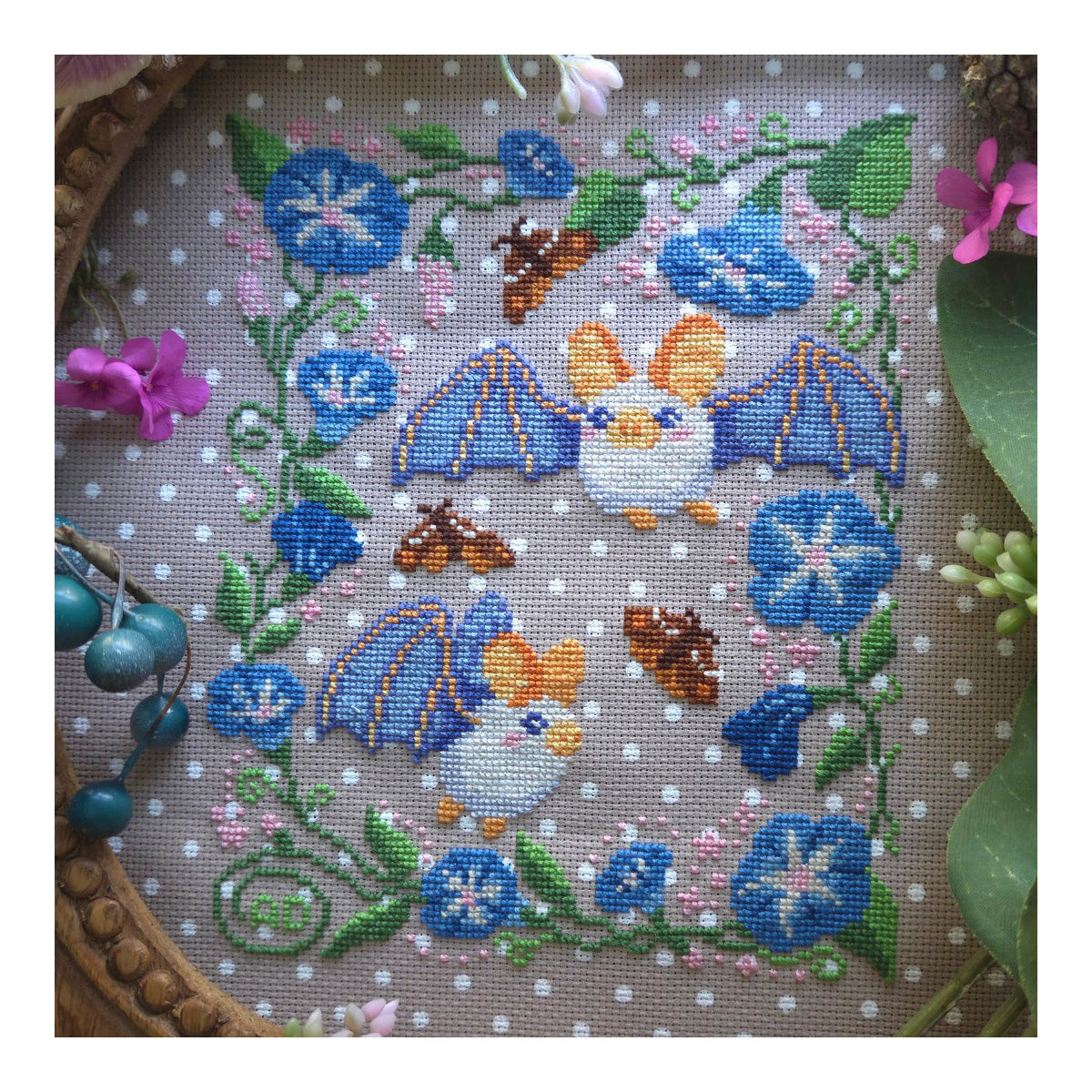 BAD Stitch Ghost Bat Sampler Cross Stitch Pattern