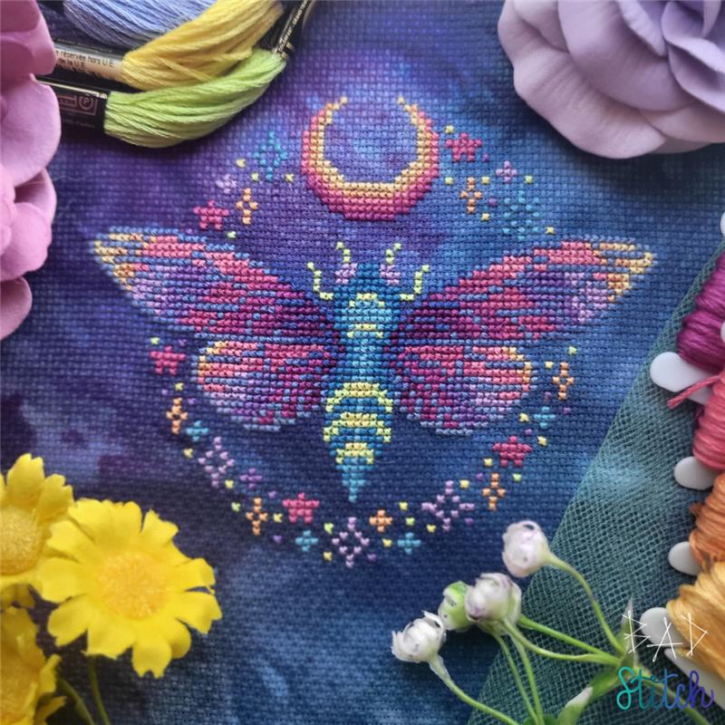 BAD Stitch Neon Cicada Cross Stitch Pattern