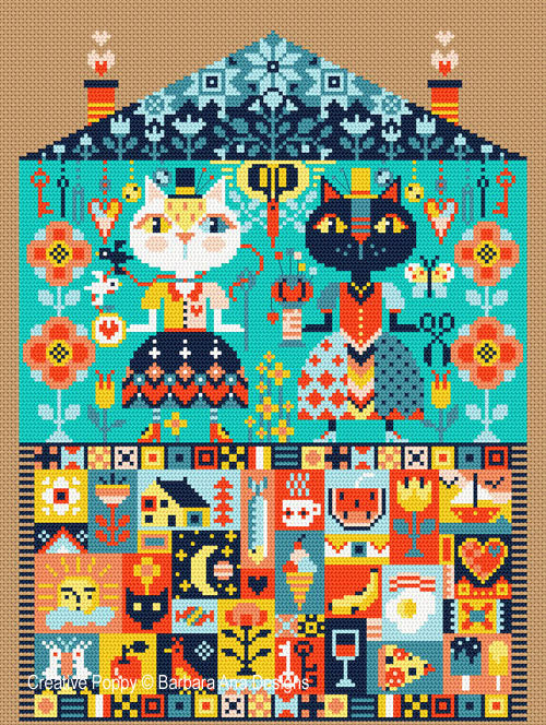 Barbara Ana Designs Crafty Cats Cross Stitch Pattern