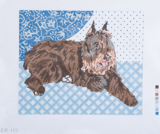 Barbara Russell Designs Reclining Bouvier des Flandres Dog Needlepoint Canvas