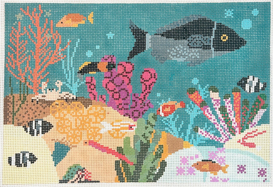 Birds of a Feather Amy Schimler-Safford Aquarium Needlepoint Canvas
