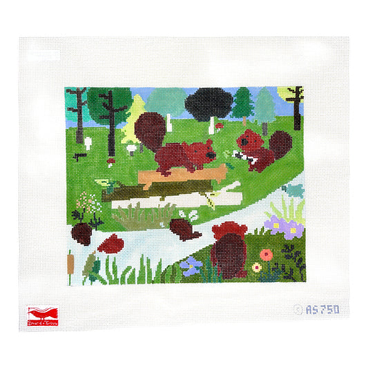 Birds of a Feather Amy Schimler-Safford Beaver Lodge Needlepoint Canvas