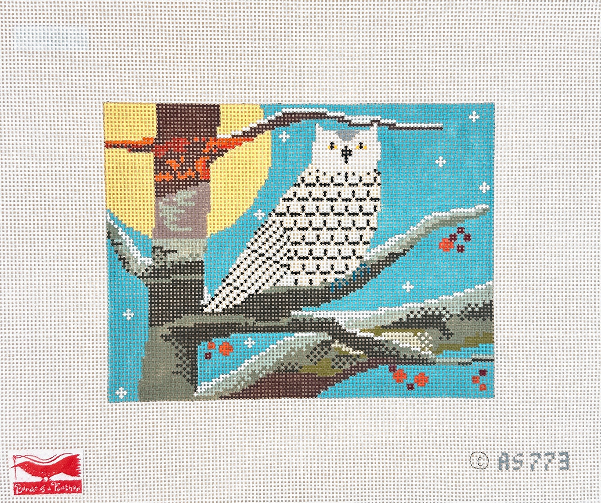 Birds of a Feather Amy Schimler-Safford Winter Owl Needlepoint Canvas
