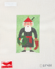 Birds of a Feather Black Santa Needlepoint Canvas