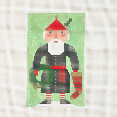 Birds of a Feather Black Santa Needlepoint Canvas