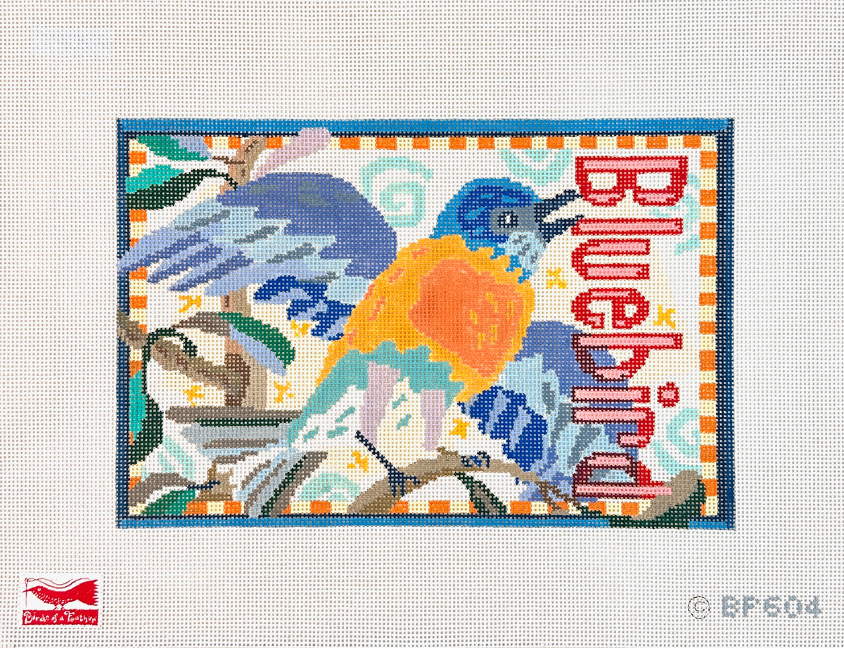 Birds of a Feather Bud Peen Bluebird Needlepoint Canvas