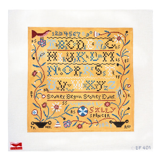 Birds of a Feather Sally Spencer Sampler Needlepoint Canvas