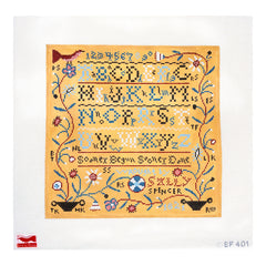 Birds of a Feather Sally Spencer Sampler Needlepoint Canvas