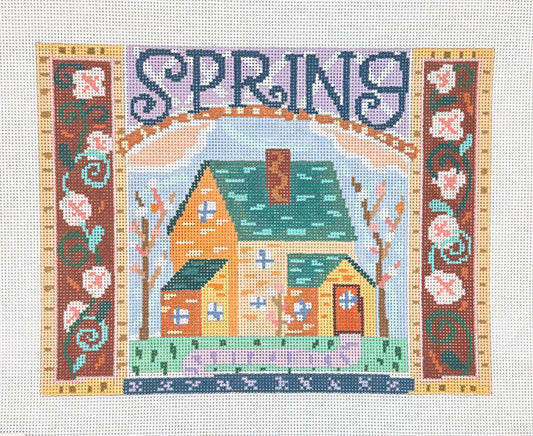 Birds of a Feather Bud Peen Spring Needlepoint Canvas