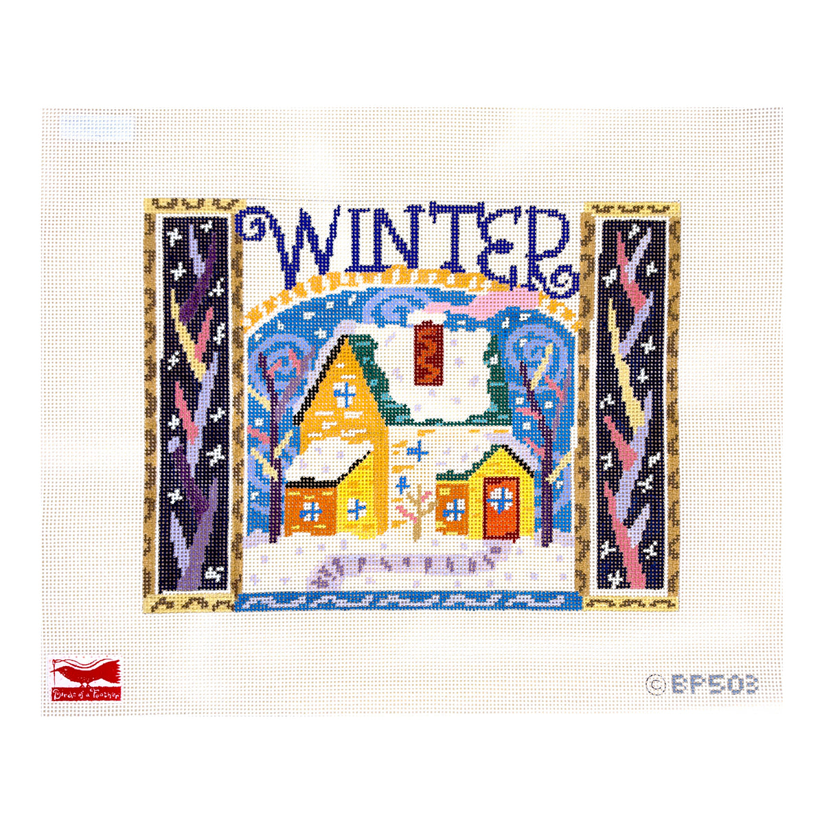 Birds of a Feather Bud Peen Winter Needlepoint Canvas