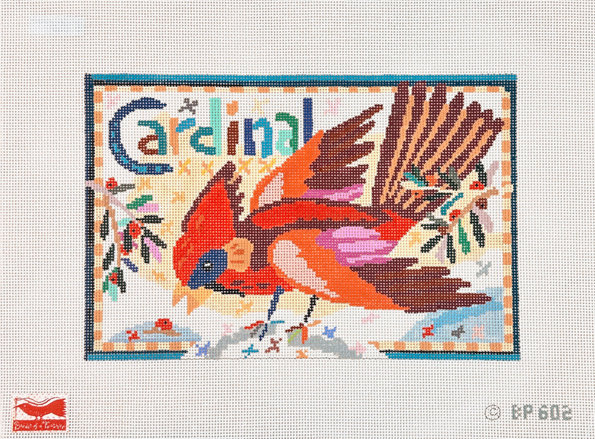 Birds of a Feather Bud Peen Cardinal Needlepoint Canvas