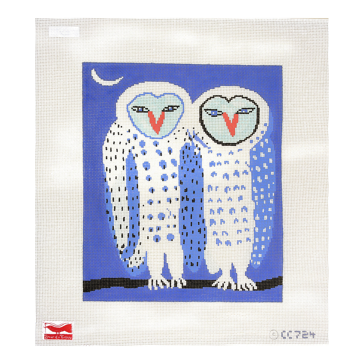 Birds of a Feather Christopher Corr Twin Owls Needlepoint Canvas