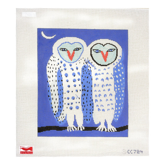 Birds of a Feather Christopher Corr Twin Owls Needlepoint Canvas
