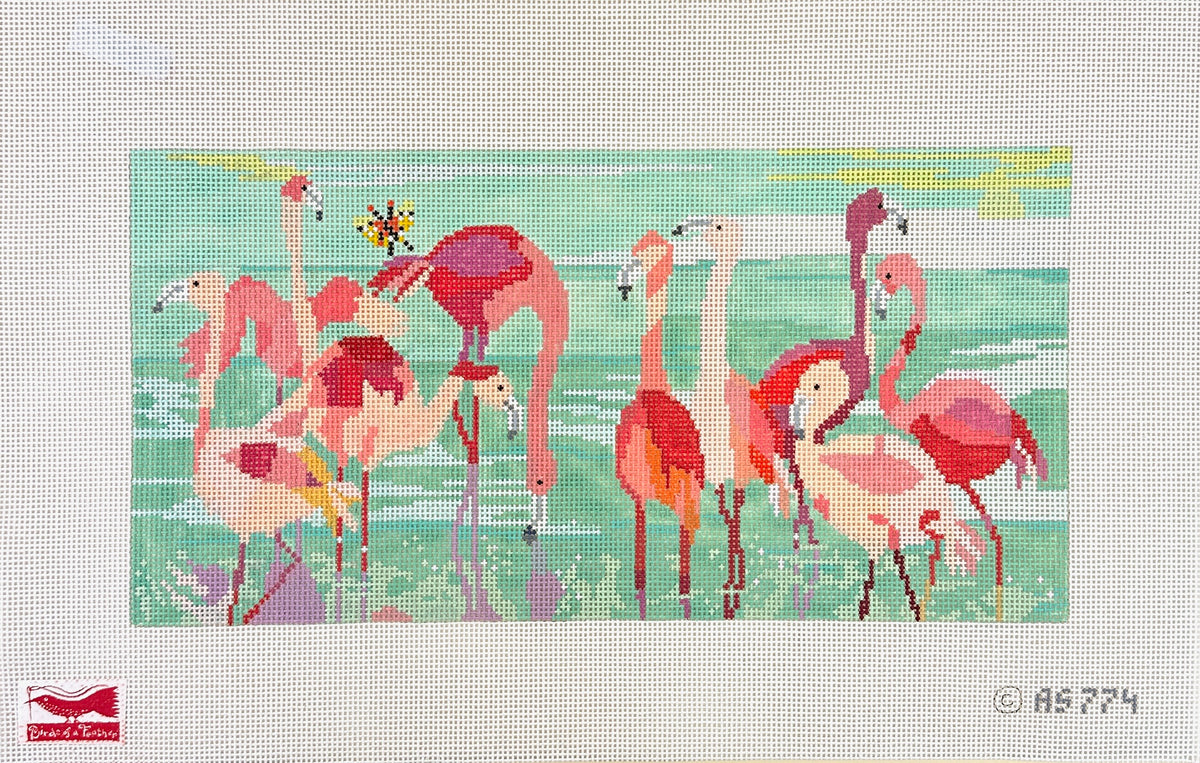 Birds of a Feather Amy Schimler-Safford Flamingo Party Needlepoint Canvas