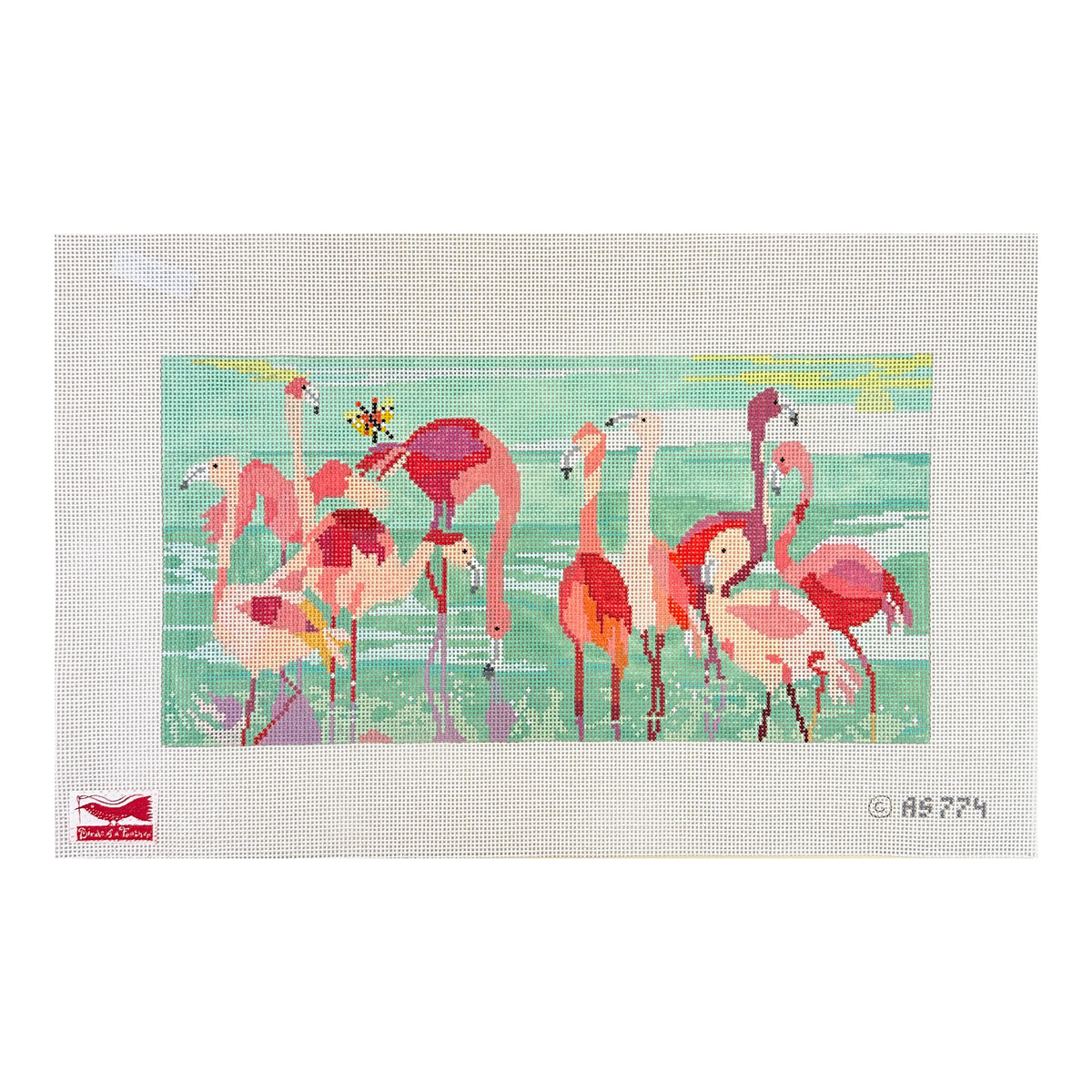 Birds of a Feather Amy Schimler-Safford Flamingo Party Needlepoint Canvas