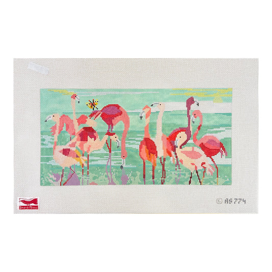 Birds of a Feather Amy Schimler-Safford Flamingo Party Needlepoint Canvas