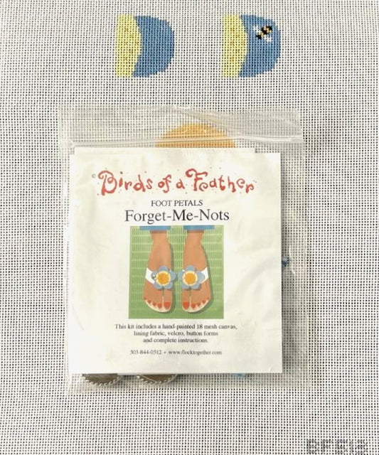 Birds of a Feather Forget Me Nots Foot Petals Needlepoint Canvas