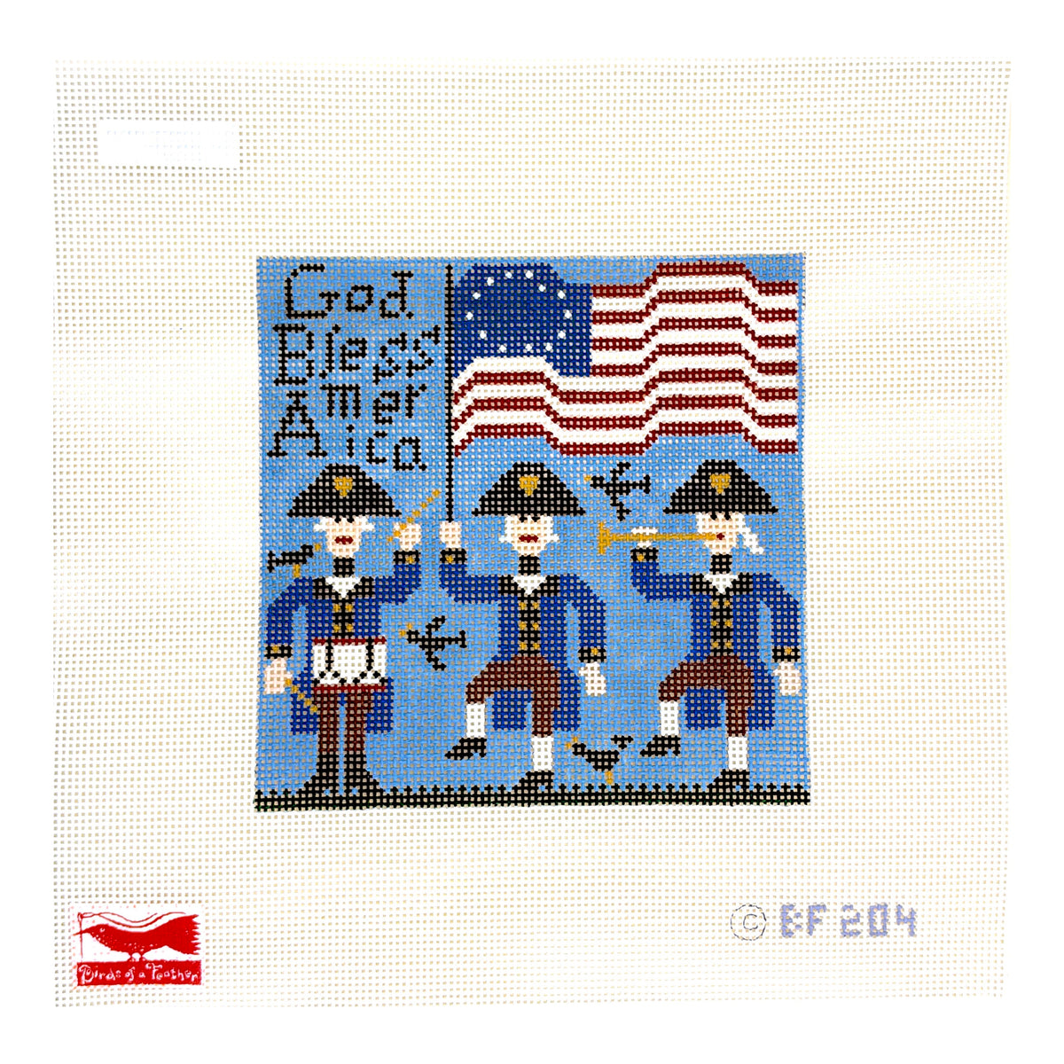 Birds of a Feather God Bless America Needlepoint Canvas