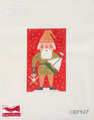 Birds of a Feather Gold Santa Needlepoint Canvas