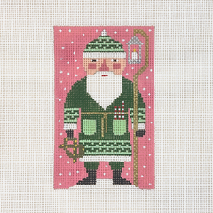 Birds of a Feather Green Santa Needlepoint Canvas