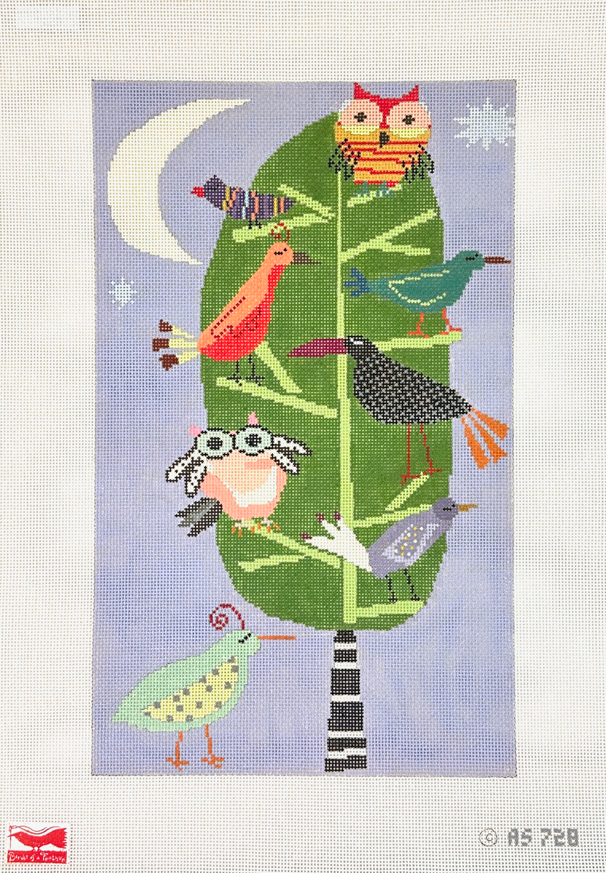 Birds of a Feather Night Birds Needlepoint Canvas