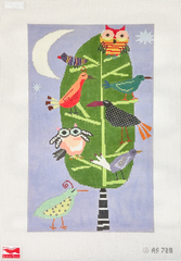Birds of a Feather Night Birds Needlepoint Canvas