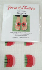 Birds of a Feather Poppies Foot Petals Needlepoint Canvas