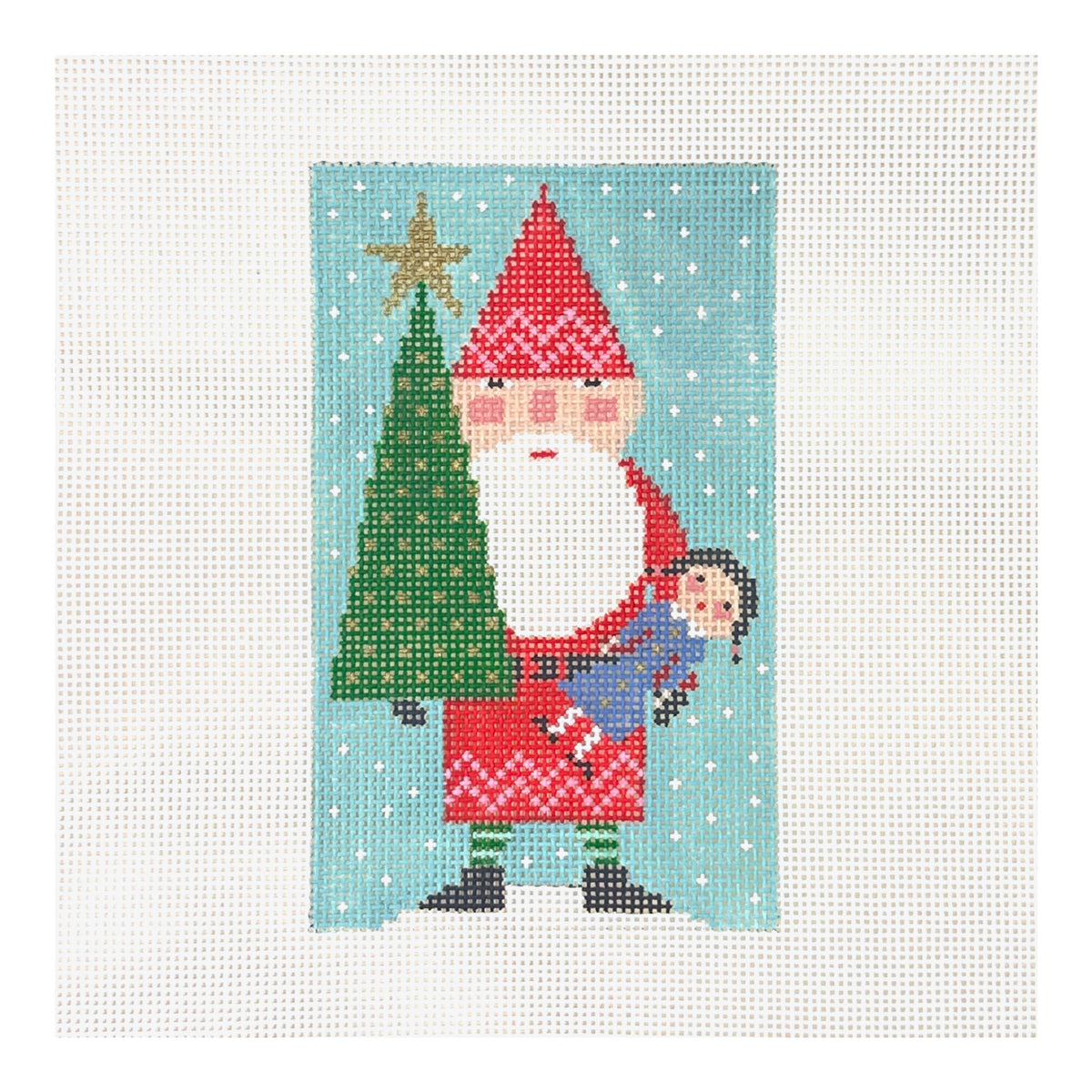 Birds of a Feather Red Santa Needlepoint Canvas