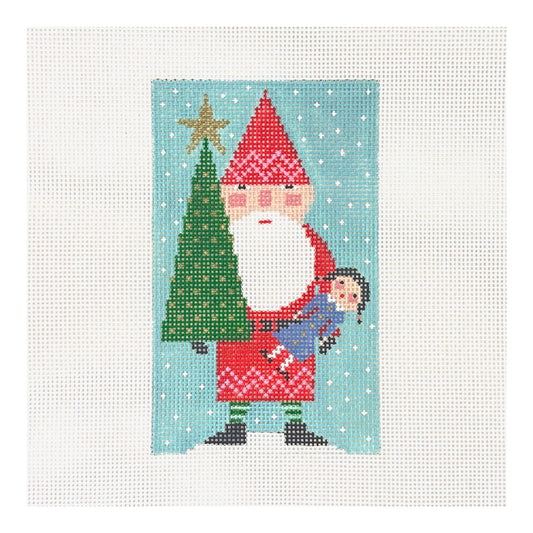 Birds of a Feather Red Santa Needlepoint Canvas