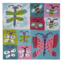 Birds of a Feather Butterfly Collection Blue Needlepoint Canvas