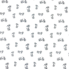 Blank Quilting Lower the Volume Bicycles Cotton Fabric - White