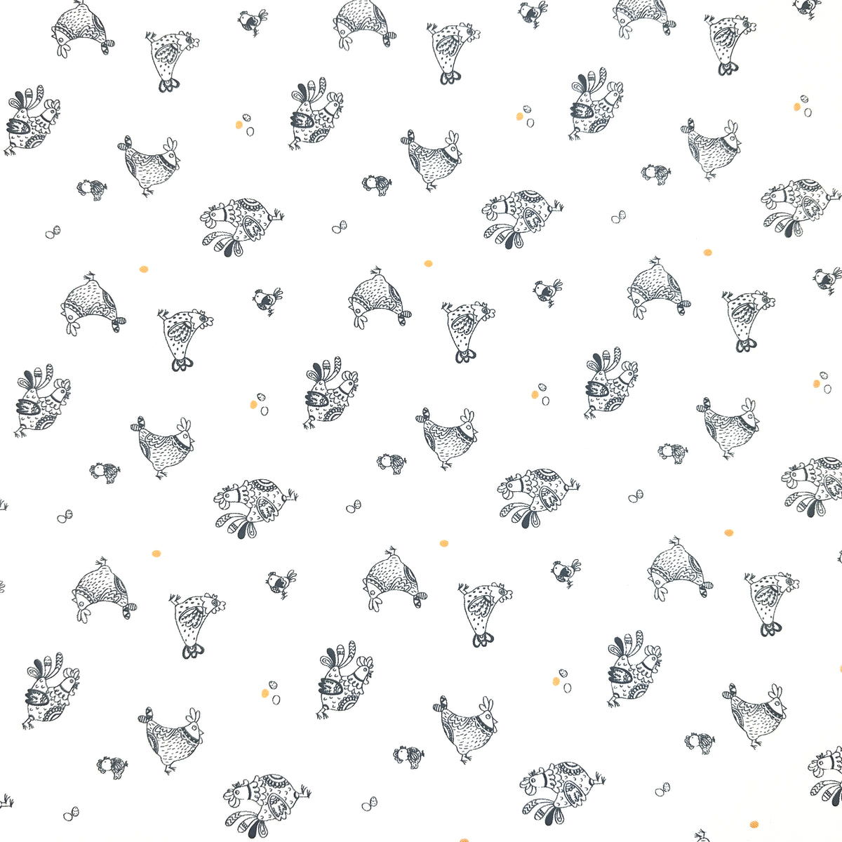 Blank Quilting Lower the Volume Chickens Cotton Fabric - White