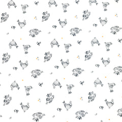 Blank Quilting Lower the Volume Chickens Cotton Fabric - White