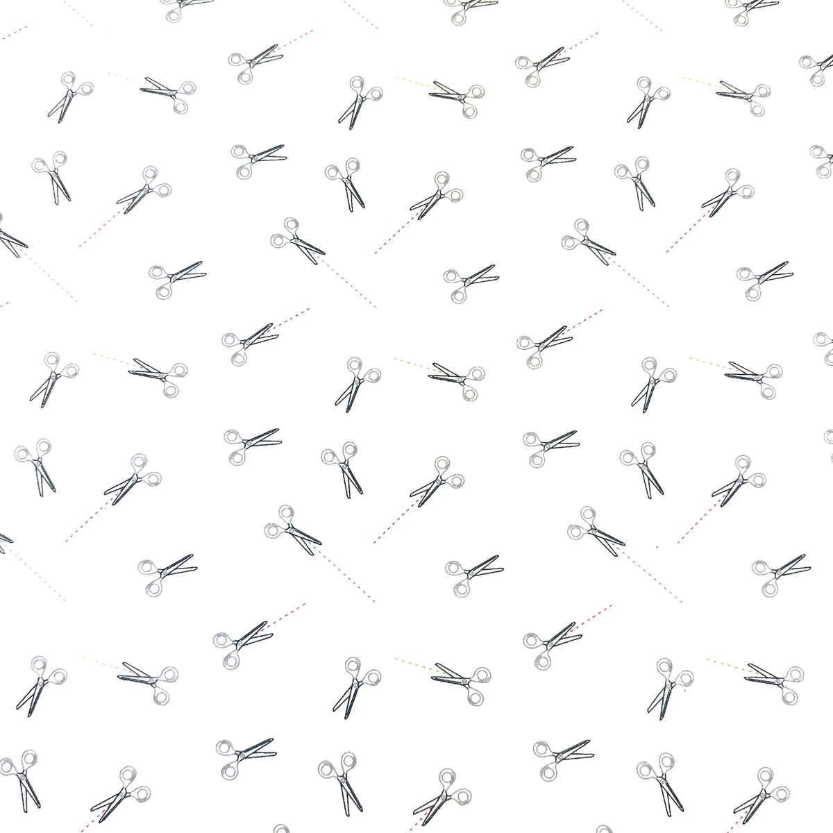 Blank Quilting Lower the Volume Scissors Cotton Fabric - White