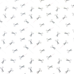 Blank Quilting Lower the Volume Scissors Cotton Fabric - White