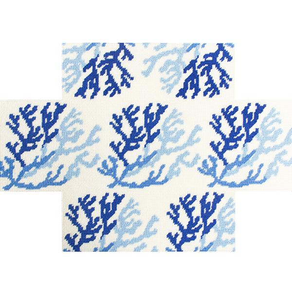 Needlepoint To Go Blue - Blue Coral Brick Cover Needlepoint Canvas
