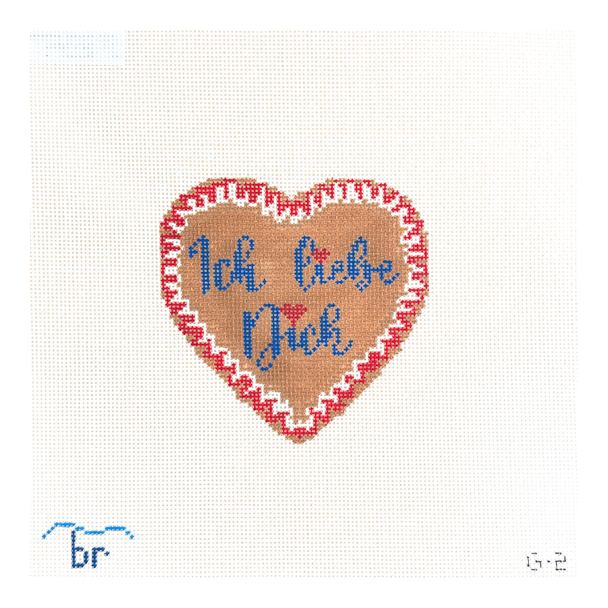 Blue Ridge Stitchery Ich Liebe Dich Heart Needlepoint Canvas