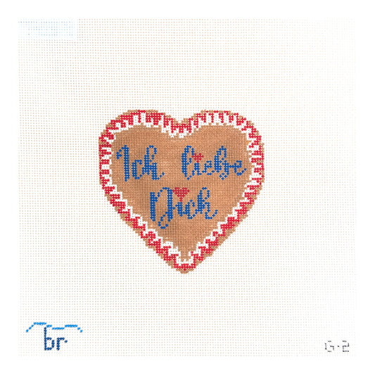 Blue Ridge Stitchery Ich Liebe Dich Heart Needlepoint Canvas