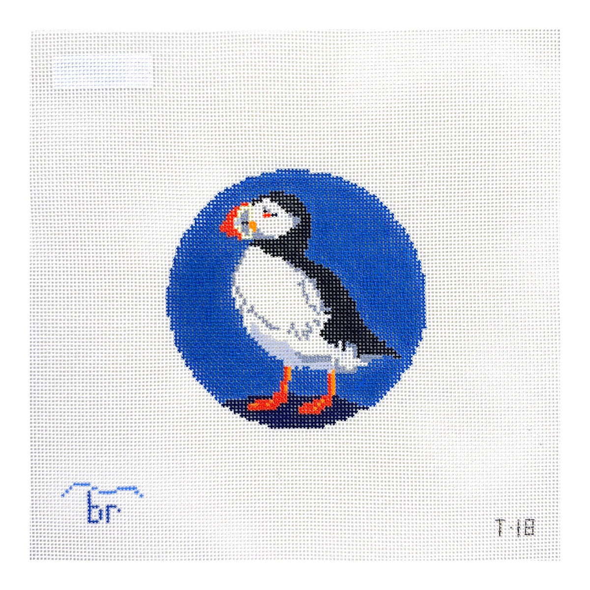 Blue Ridge Stitchery Puffin Needlepoint Canvas