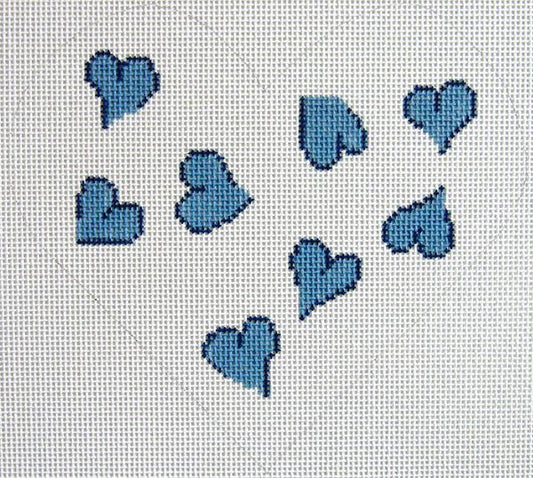 Silver Needle Blue Heart Pillow Needlepoint Canvas