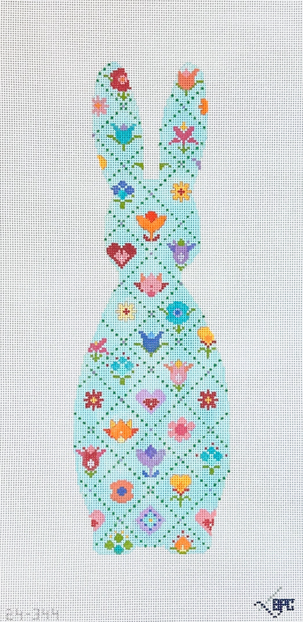 Blueberry Point Bunny Grid Needlepoint Canvas
